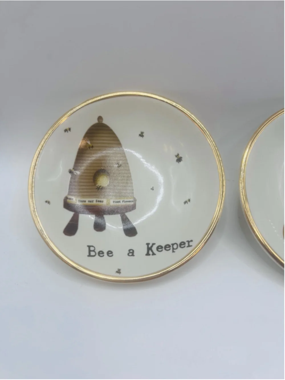 One Hundred 80 Degrees Bee Keeper Set of 3 Trinket Dish Plates Honey Love Bees